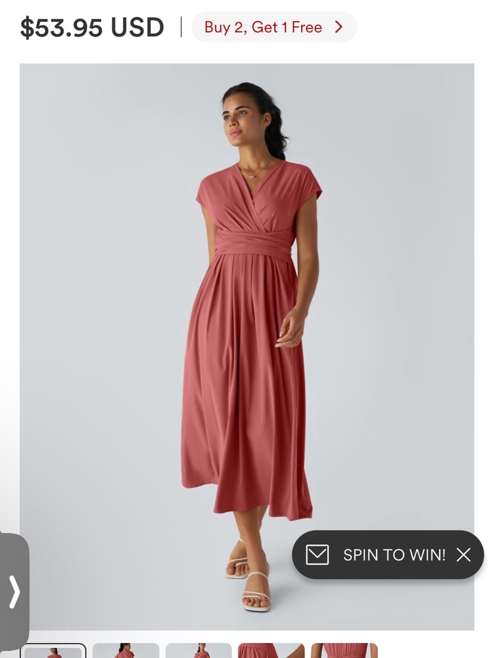 HALARA V-Neck Ruched Waist Maxi Dress in Dusty Rose